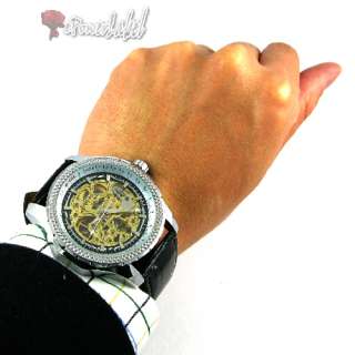 Y225 HOMME Japan Style Mens Mechanical Automatic Wrist Watch Black 