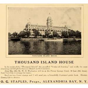  1909 Ad Thousand Island House Warburton George Hotel 