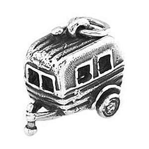 Sterling Silver Three Dimensional Hitched Recreational Vehicle Trailer 