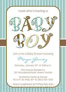 Patterns A Baby Boy Shower Invitation   Printable DIY  