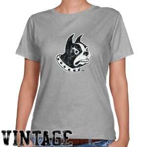 Wofford Terriers Ladies Ash Distressed Logo Vintage Classic Fit T 