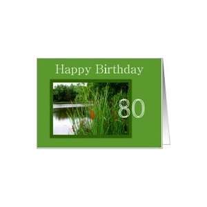   Happy Birthday to Age 80   Cat Tails on the Water Card: Toys & Games