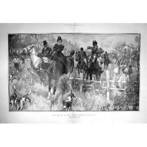    1902 OPENING HUNTING SEASON FULL CRY HORSES HOUNDS