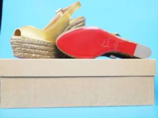   Christian Louboutin Gold Satin Shoes Size 7 1/2 7.5 NIB Menorca  