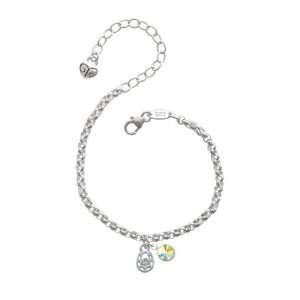 Mini Horseshoe with Clear Swarovski Crystal Silver Plated Brass Charm 