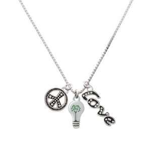  Light Bulb   Green Energy, Peace, Love Charm Necklace 