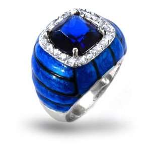 Bling Jewelry Plus Size Jewelry Silver Blue Enamel CZ Sapphire Color 