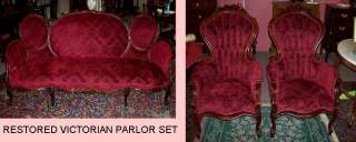 1800s VICTORIAN SOFA & 2 CHAIRS VICTORIAN PARLOR SET  