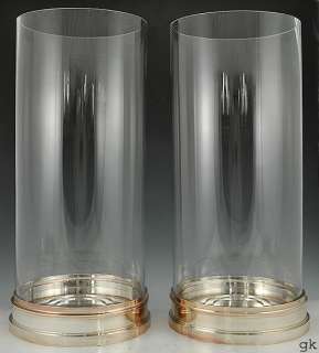 Pair Tall Silver Plated Restoration Hardware Hurricanes  