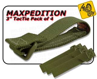 Maxpedition 3 TacTie Strap OD GREEN 4 PACK 9903G *NEW*  
