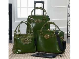 IMAN Global Chic Roll in Style Luxury Luggage Trio Set GREEN NWT 
