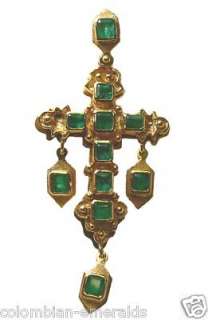 Incredible Colombian Emerald & Gold Spanish Cross 18k  