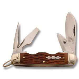  Rough Rider Knives 533 Camp Knife with Amber Jigged Bone 