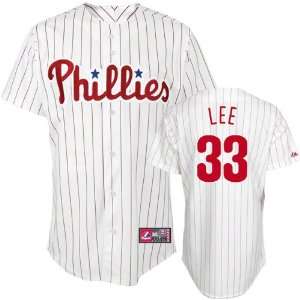 Cliff Lee Jersey: Adult Majestic Home White Pinstripe Replica #33 