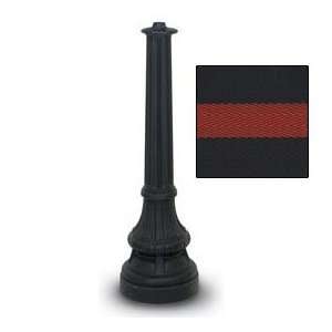 Black Formal Colonial Tape Post With 126 Black/Red Tape And Fountain 