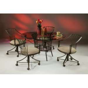  Metropolitan Glass Top Dining Set + Caster Chairs   Pastel 