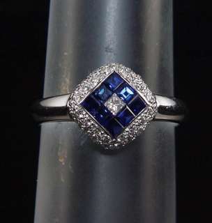 SPECTACULAR LEVIAN 18K WHITE GOLD FRENCH CUT SAPPHIRE & PAVE DIAMOND 