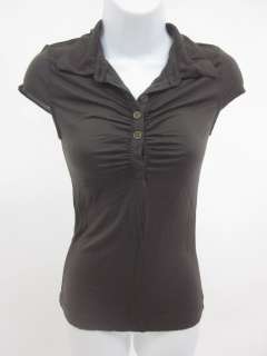 MISS SIXTY COLLECTION Brown Henley Cap Sleeve Shirt XS  