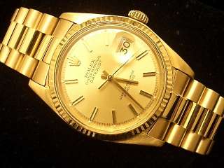 MENS ROLEX SOLID 18K GOLD DATEJUST PRESIDENT CHAMPAGNE  