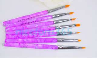pcs UV Gel Acrylic Nail Art Tips Design Builder Brush Set Painting 