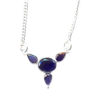  Iolite Gemstone Necklace in Sterling Silver Jewelry