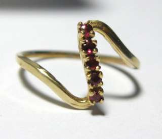 Five Natural Rubies in a 14K Yellow Gold Ring   Not Scrap  
