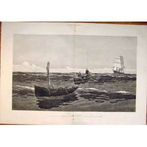  Too Late Boat Wreck Nash Sea Ship Life Boat Print 1891 
