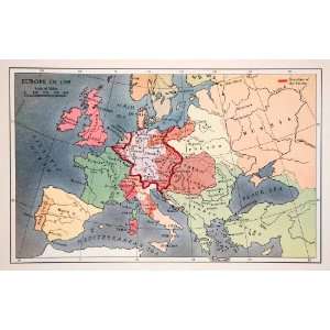  1946 Print Map Europe Ottoman Empire Holy Roman Kingdom 