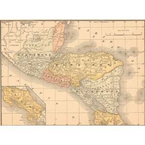    McNally 1886 Antique Map of Central America
