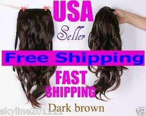 Long Wavy Curly Ponytail Pony Hair Wig Dark Brown(USA Seller)  