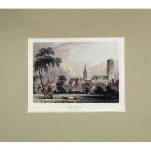  View Mechlin Malines Church 1840 Hand Coloured Print: Home 