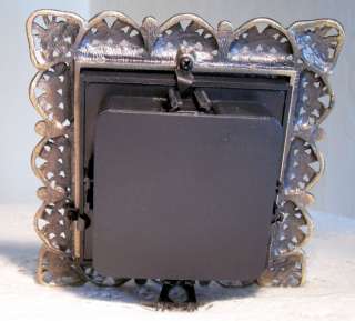 PEWTER, CRYSTAL, ENAMEL Small Table CLOCK SQUARE ORNATE  