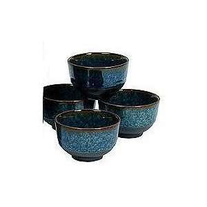  Japanese Blue Lilac Set of Four Tea Cups: Kitchen & Dining