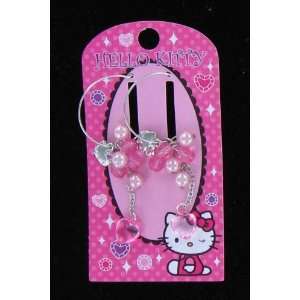  Japanese Sanrio Hello Kitty Hoop Earrings (Pink Beads with 