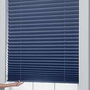  Cordless Metalized Pleated Shade 25X64 Midnight Blue 