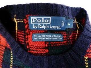 NWT $198 Polo Ralph Lauren Mens LG Tartan Plaid Lambswool & Suede 