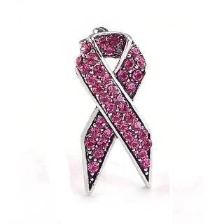   Pink Ribbon Breast Cancer Awareness Silver Tone Brooch Pin Jewelry