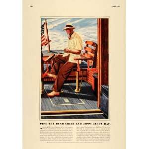  1936 Print Yacht Men Fashion Jippi Jappa Hat Bush Shirt 