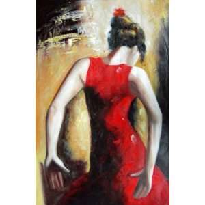  Dancing Girl with Red Long Skirt Oil Painting 36 x 24 