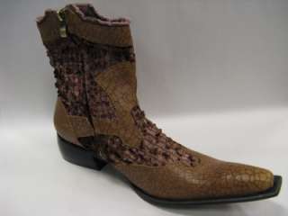 Mens Fiesso New Brown Boots With Zipper FI 8020  