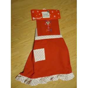   Full Kitchen Apron   Jolly Red with polka dot ruffle: Home & Kitchen