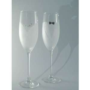  Bride and Groom Champagne Glasses by Asta Glass Kitchen 
