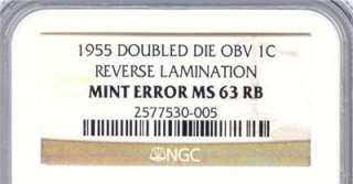   DDO Double Die Cent w Rare Lamination Mint Error NGC Certified MS63 RB