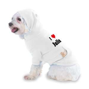   Heart Julie Hooded T Shirt for Dog or Cat LARGE   WHITE