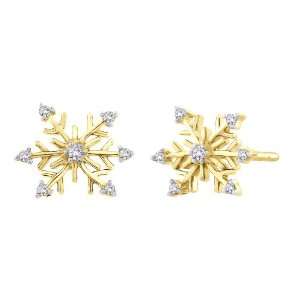   Gold 0.12 ct. Diamond Snow Flake Earrings: Katarina: Jewelry