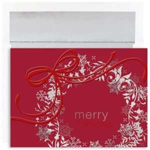  Silver and Red Wreath Boxed Christmas Cards and Envelopes 