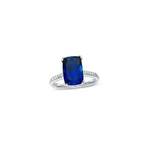 ZALES Lab Created Cushion Cut Blue Sapphire and Diamond Accent Ring in 