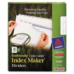  100% Recycled Index Maker Dividers, White 8 Tab, 11 x 8 1 