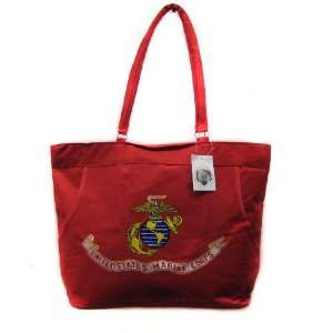 Marine Emblem Red Totes Large shoulder Bags