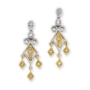  14k Two tone Gold Vintage Diamond Earrings: Jewelry